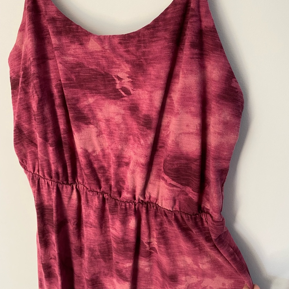 Old Navy Tie Die Waist Defined Midi Dress Burgundy L - Picture 6 of 12